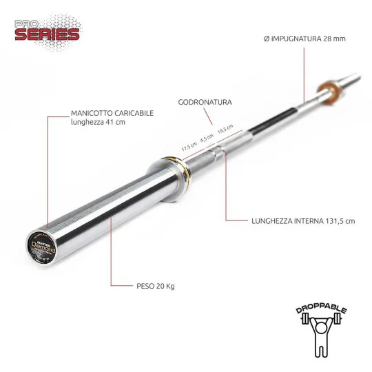 Bilanciere Olimpico Master 220 cm - carico max 700 Kg
