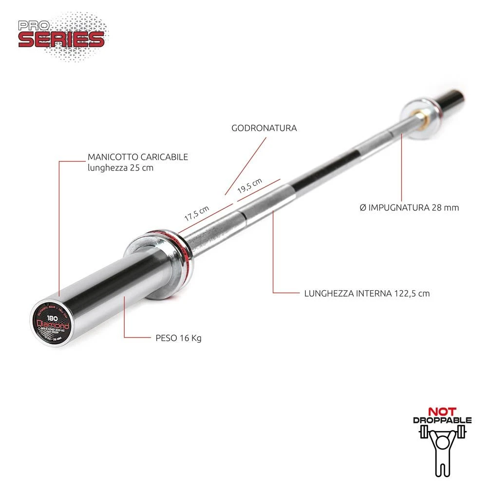 Bilanciere Olimpico 180cm carico max 200 Kg - Diamond