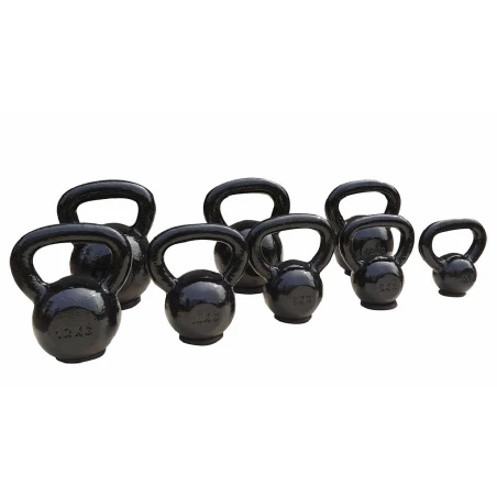 Kettlebell in ghisa con base in gomma nera – Verniciata a fuoco