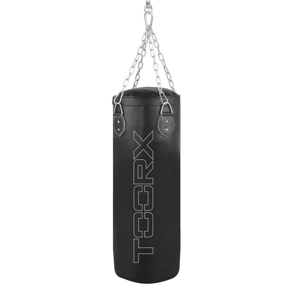 Sacco Da Boxe In Ecopelle, 30 Kg, Dimensioni 100x33 Cm - Con 4 Catene E Ganci Per Appendere