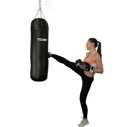 Sacco Evo in ecopelle nero doppio strato peso 40 kg con catene e gancio