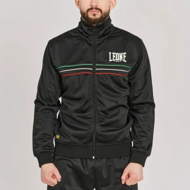 Felpa Flag con bordini tricolore sul petto NERO