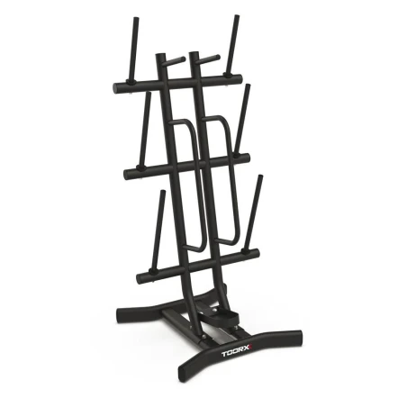 Rastrelliera nera compatta salvaspazio porta Body Pump (12 set)
