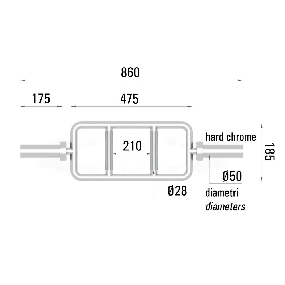 Bilanciere Per Tricipiti Gorilla Sports - 30mm, 86cm, Carico 200kg, Con Collari