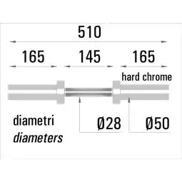 Manubrio olimpionico cromato 51 cm. impugnatura mm. 28 2 bronzine per lato
