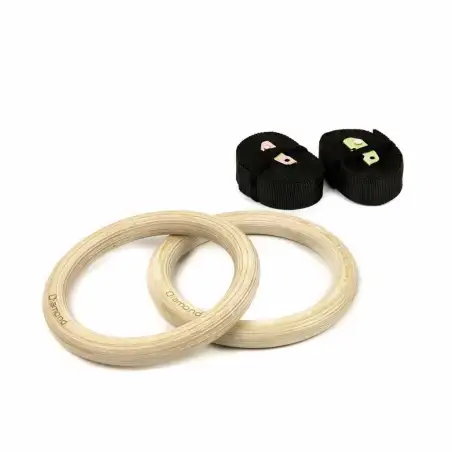 Coppia Anelli Ginnastica in Legno con Strap 3,8 mm