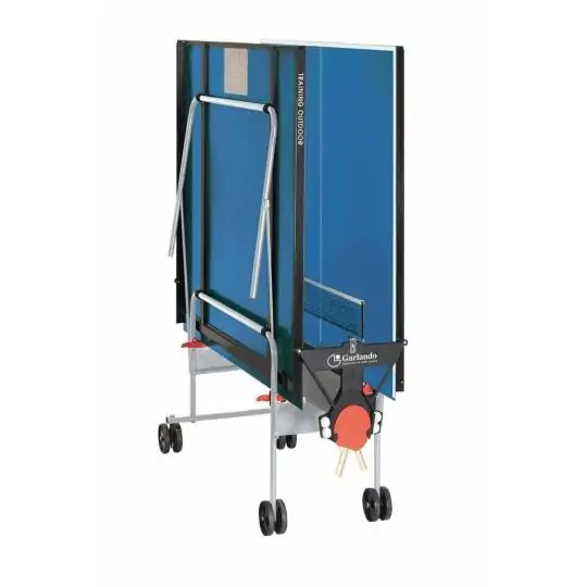 Tavolo PIng Pong per esterno Training Outdoor con ruote - piano blu