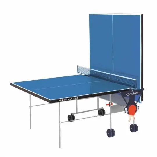 Tavolo PIng Pong per esterno Training Outdoor con ruote - piano blu