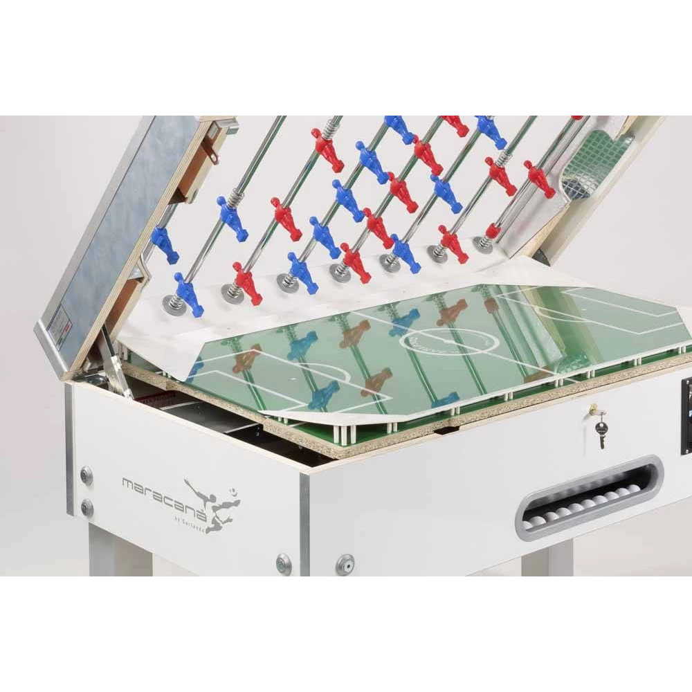 Calciobalilla Maracanà WHITE con aste uscenti (Linea bar con gettoniera)
