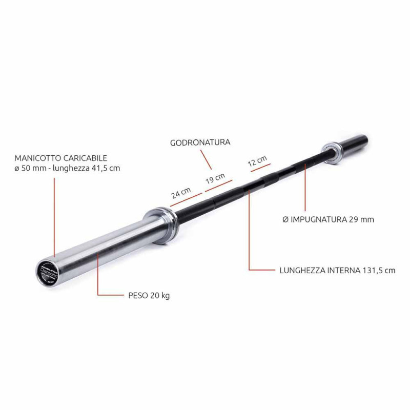 Bilanciere powerlifting 220 cm 700 kg - DIAMOND FITNESS PRO