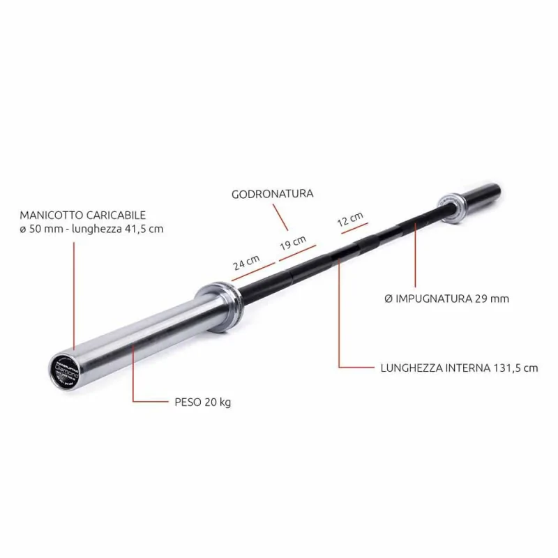 Bilanciere powerlifting 220 cm 700 kg - DIAMOND FITNESS PRO