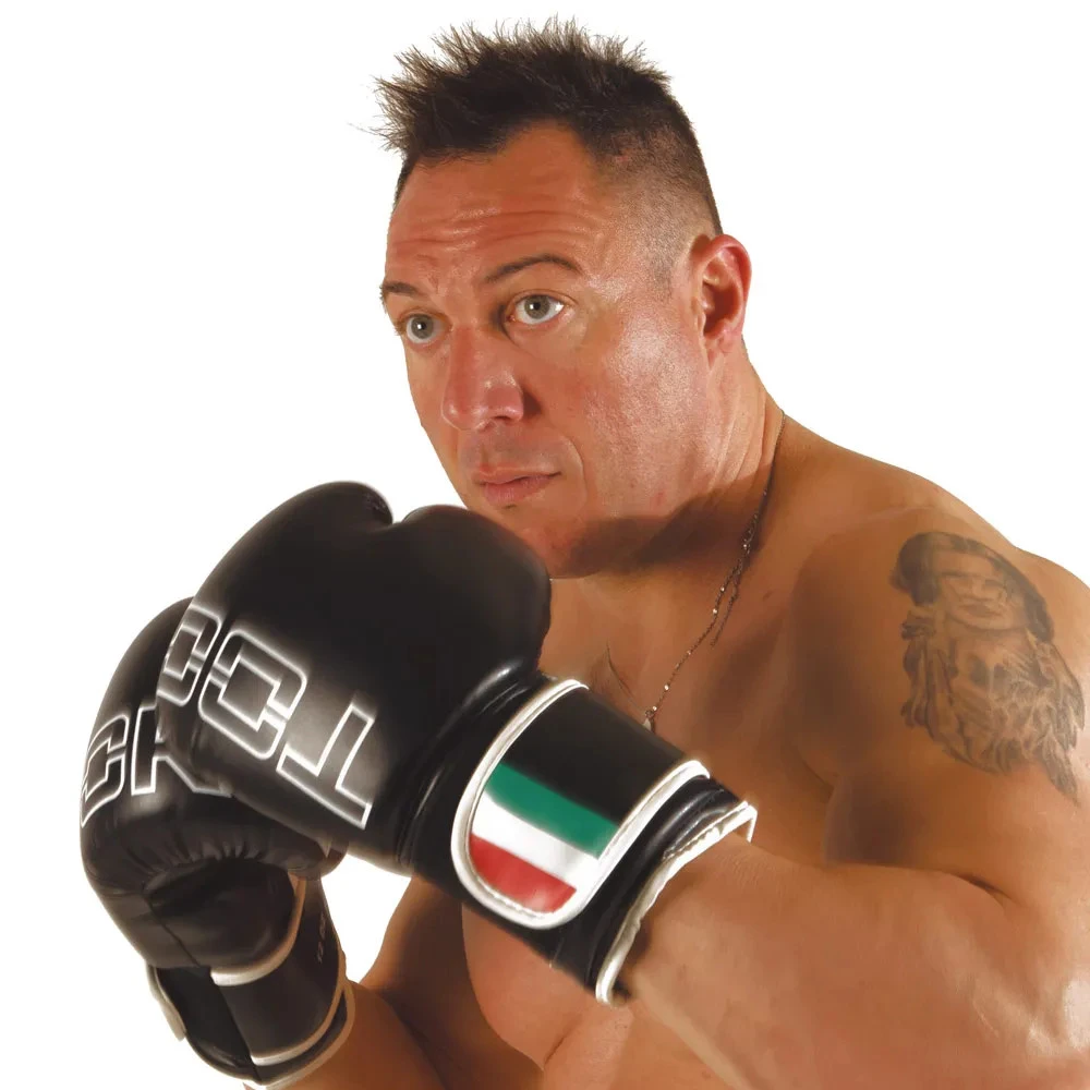 Guanti boxe LEOPARD in ecopelle con polsino tricolore