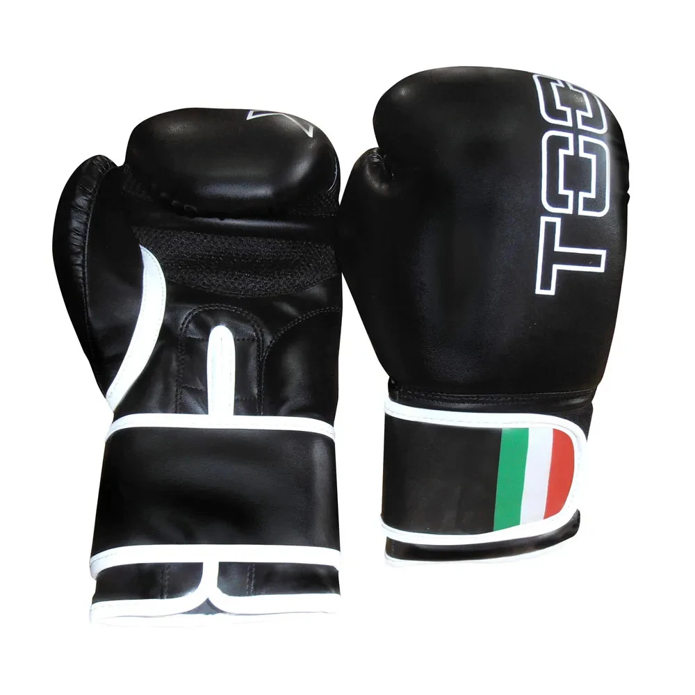 Guanti boxe LEOPARD in ecopelle con polsino tricolore
